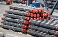 Stack of metal bars prepared for loading