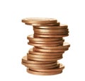 Stack of metal coins isolated