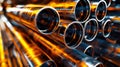 Stack of Metal Pipes on Factory Floor Royalty Free Stock Photo