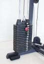 Stack Metal Weights In Gym Equipment. Royalty Free Stock Photo