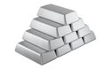 Stack of metallic ingots, silver color. 3D rendering Royalty Free Stock Photo