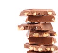 Stack of milk chocolate bar with nuts Royalty Free Stock Photo