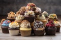 stack of mini cupcakes in assorted flavors and designs Royalty Free Stock Photo