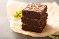 Stack of moist fudgy brownies Royalty Free Stock Photo