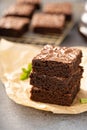 Stack of moist fudgy brownies