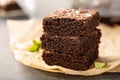 Stack of moist fudgy brownies