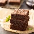 Stack of moist fudgy brownies