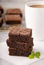 Stack of moist fudgy brownies