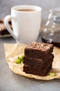 Stack of moist fudgy brownies Royalty Free Stock Photo