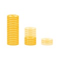 Stack of money coin loss down, gold coins vectors isolated on white background Royalty Free Stock Photo