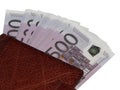 A stack of money 500 Euro purse Royalty Free Stock Photo