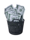 Stack of Money in Laundry Basket