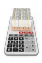 Stack Of Money over Calculator. 3d Rendering