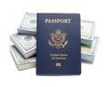 Passport with Stack of Money Royalty Free Stock Photo