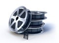 Stack of movie films spool Royalty Free Stock Photo