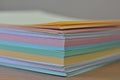 Stack of multi-colored stickers close-up. pastel paper Royalty Free Stock Photo