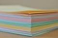 Stack of multi-colored stickers close-up. pastel paper Royalty Free Stock Photo