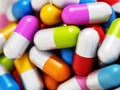 Stack of multi colored vitamin pills. 3D illustration Royalty Free Stock Photo