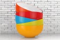 Stack of Multicolor Ceramic Bowls. 3d Rendering
