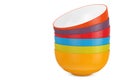 Stack of Multicolor Ceramic Bowls. 3d Rendering