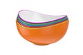Stack of Multicolored Ceramic Food Bowls. 3d Rendering
