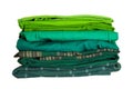 Stack of multicolored clothes isolated on white background Royalty Free Stock Photo