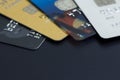 Stack of multicolored credit cards close-up Royalty Free Stock Photo