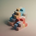 A stack of multicolored 3D blocks arranged in a stepped pattern. The blocks are Royalty Free Stock Photo