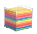 Stack of multicolored notes in a plastic box Royalty Free Stock Photo
