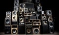 The stack of music audio speakers filled the room with sound Creating using generative AI tools