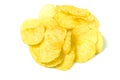 Stack of natural potato chips isolated on white background Royalty Free Stock Photo