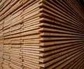 Stack of natural rough wooden boards. Wooden boards, lumber, industrial wood. Royalty Free Stock Photo