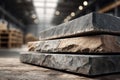 Stack of Natural Stone Slabs in Industrial Warehouse Royalty Free Stock Photo
