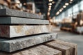 Stack of Natural Stone Slabs in Industrial Warehouse Royalty Free Stock Photo