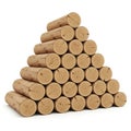 Stack of natural wine corks arranged in a pyramid shape Royalty Free Stock Photo