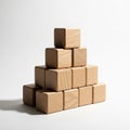 Stack of natural wood cubes arranged Royalty Free Stock Photo
