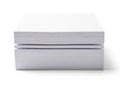 A stack of neatly arranged white and gray striped paper sheets on a white background Royalty Free Stock Photo