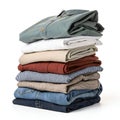 Stack of Neatly Folded Clothes Isolated on White Royalty Free Stock Photo