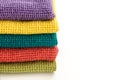 Stack of neatly folded colorful kitchen towels Royalty Free Stock Photo