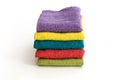 Stack of neatly folded colorful kitchen towels Royalty Free Stock Photo