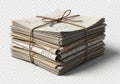 A stack of neatly folded newspapers bound with a thin, brown Royalty Free Stock Photo