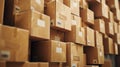 a stack of neatly packed delivery boxes ready for shipment, highlighting Royalty Free Stock Photo