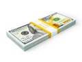 Stack of new new 100 US dollars 2013 edition banknotes (bills) s Royalty Free Stock Photo