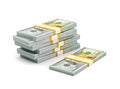 Stack of new new 100 US dollars 2013 edition banknotes (bills) s Royalty Free Stock Photo