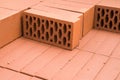 A stack of new red clay bricks Royalty Free Stock Photo