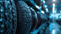 The stack of new tires.AI generated image Royalty Free Stock Photo
