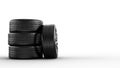 Stack of new tires , isolated on white background Royalty Free Stock Photo