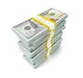 Stack of new 100 US dollars 2013 edition banknotes (bills) s Royalty Free Stock Photo