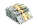 Stack of new 100 US dollars 2013 edition banknotes (bills) s Royalty Free Stock Photo