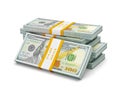 Stack of new 100 US dollars 2013 edition banknotes (bills) s Royalty Free Stock Photo